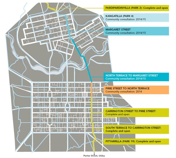 Overview of the Frome Street bike path